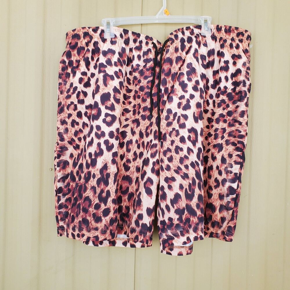 Nova Men Leopard Print Swim Trunk 7" Size XXXL